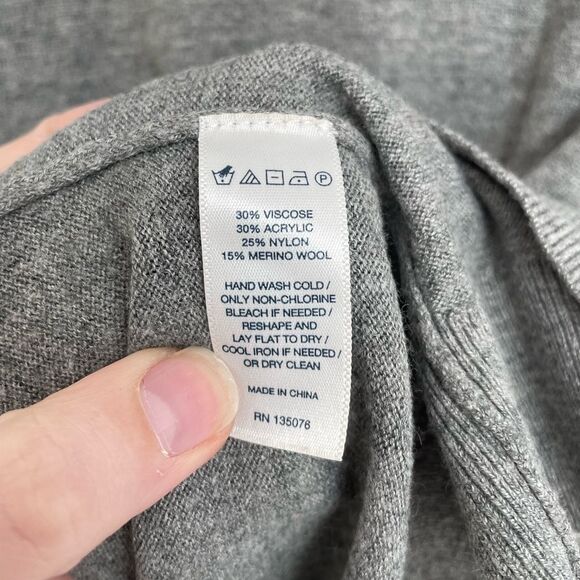 C. Wonder Gray Crew Neck 3/4 Sleeve Merino Wool Blend Sweater Women’s Size S - Picture 4 of 5